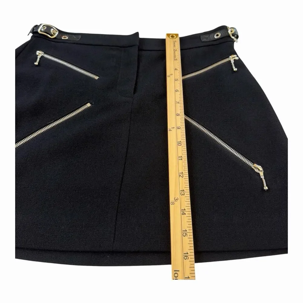 Alexander Wang Cupro Mini Skirt Black Womens Size 8 Multi Zip Edgy Designer